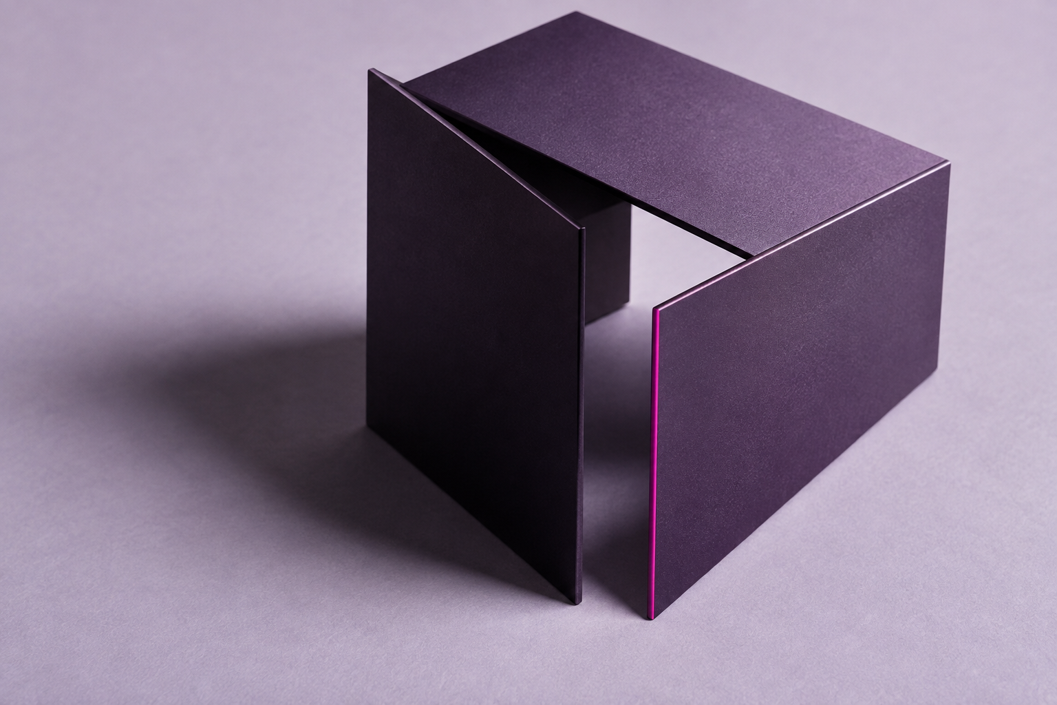 Illustrative folded architectural form in Aona purple